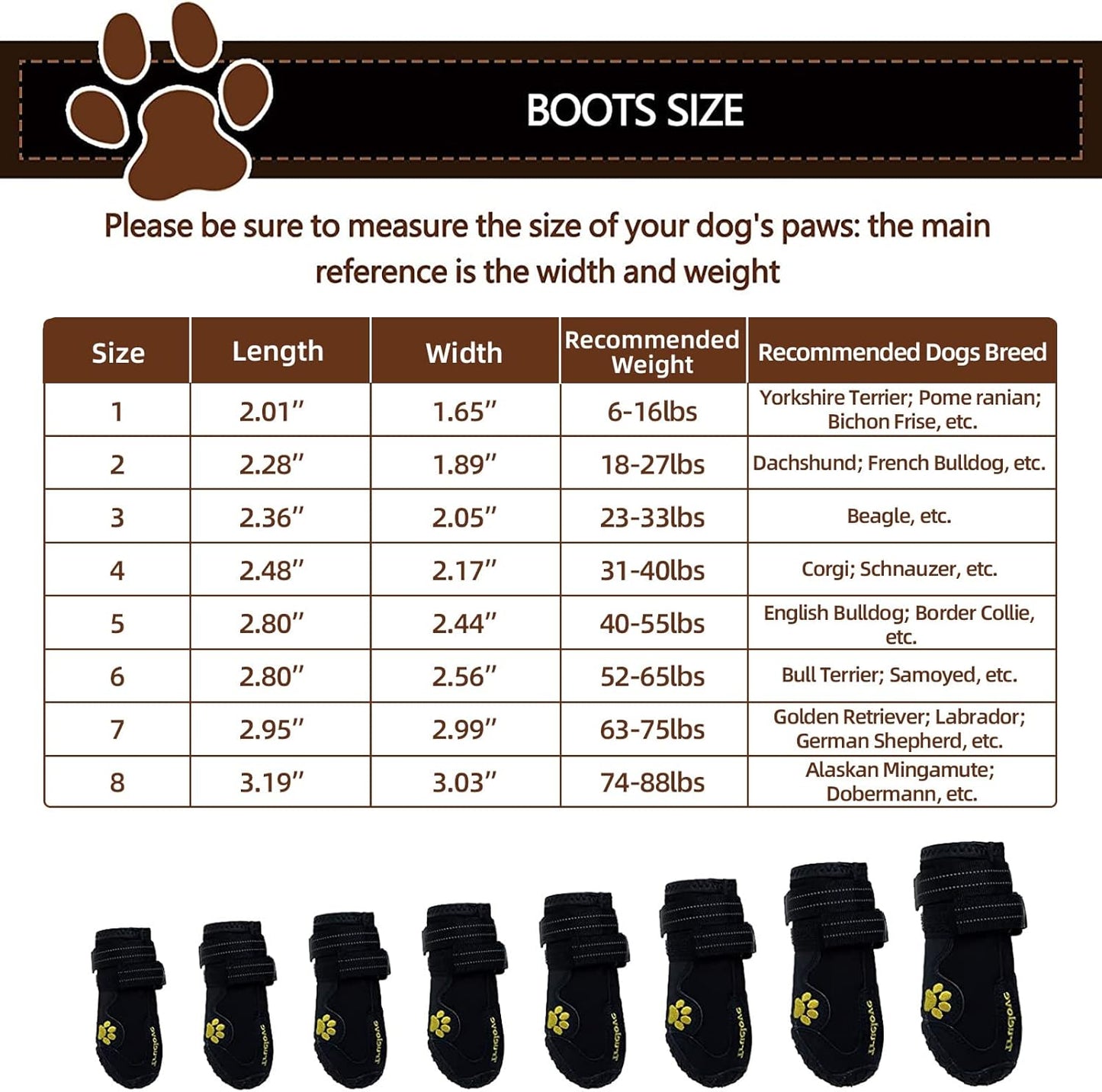 Dog Shoes for Small Dogs,Dog Boots & Paw Protectors for Winter with Anti-Slip Rugged Sole,Waterproof Dog Booties for Outdoor Snow Rain Days,Dog Shoes for Hot Pavement,Hiking Walking (Black)