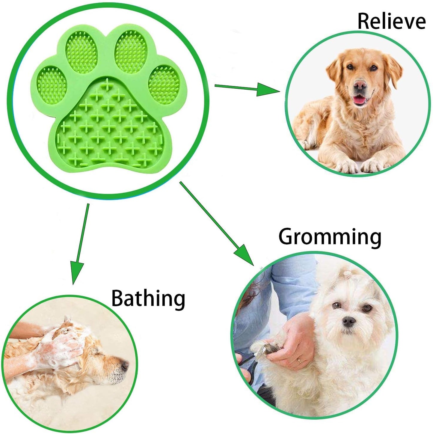 Dog Licking Mat for Anxiety Peanut Butter Slow Feeder Dog Bowls Dog Licking Pad with Strong Suction to Wall for Pet Bathing,Grooming,And Dog Training (Green)