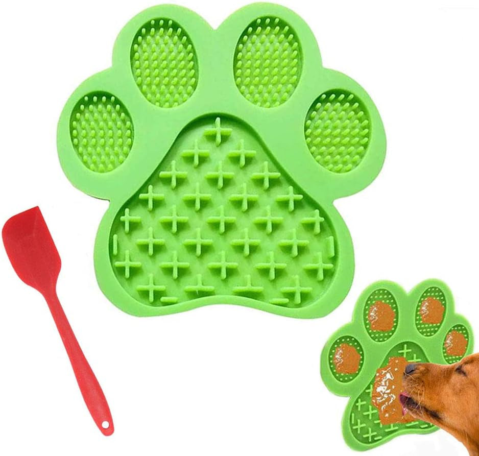 Dog Licking Mat for Anxiety Peanut Butter Slow Feeder Dog Bowls Dog Licking Pad with Strong Suction to Wall for Pet Bathing,Grooming,And Dog Training (Green)