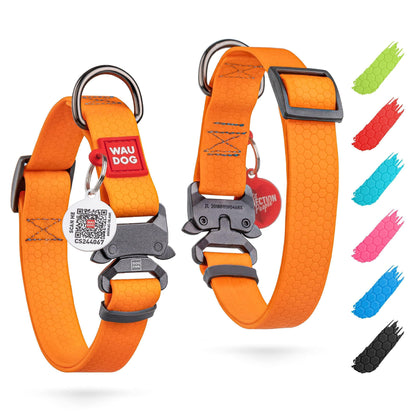 Waterproof Dog Collar Adjustable 10 16 in Neck Metal Buckle Orange Dog Collar