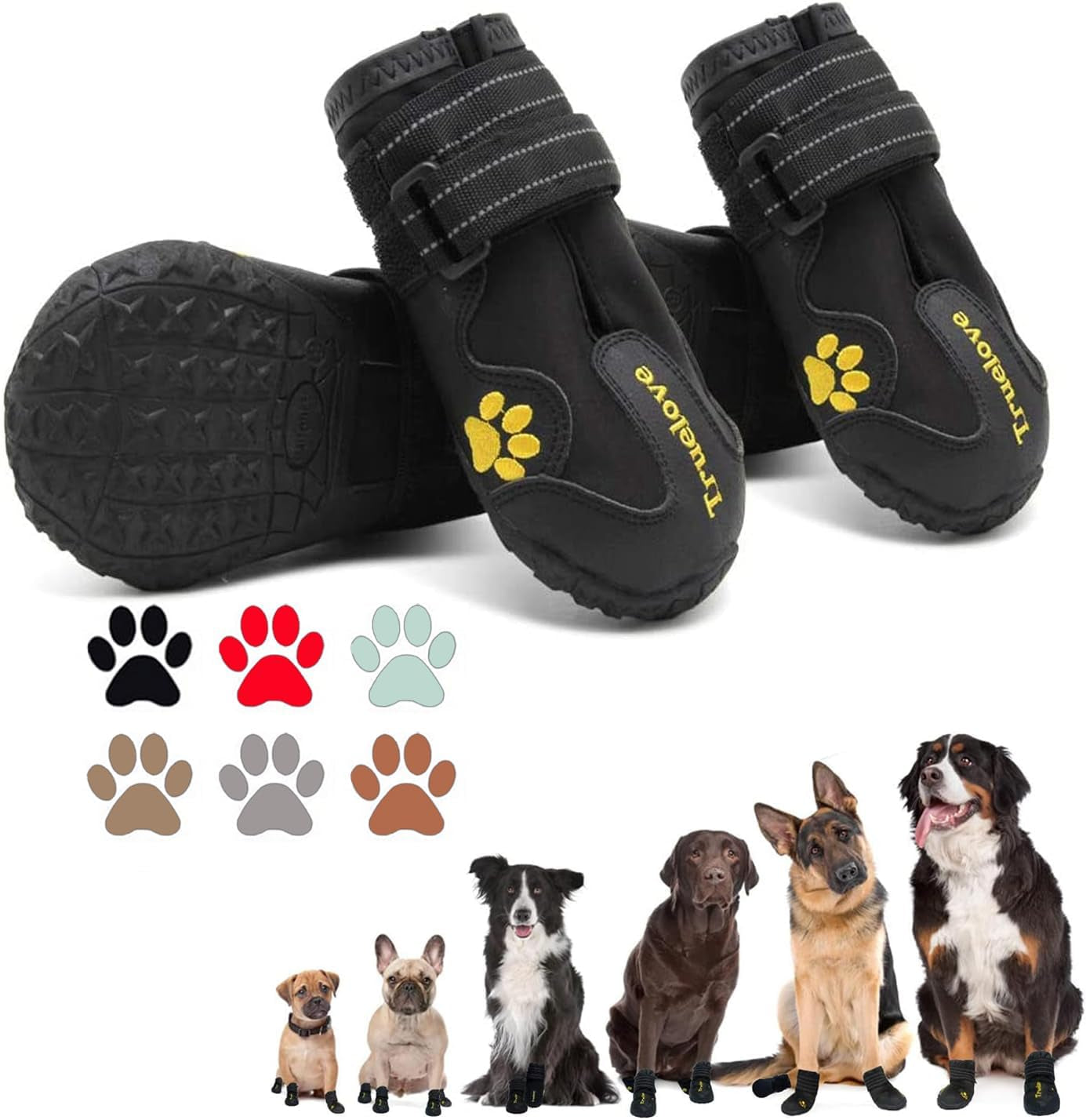 Dog Shoes for Small Dogs,Dog Boots & Paw Protectors for Winter with Anti-Slip Rugged Sole,Waterproof Dog Booties for Outdoor Snow Rain Days,Dog Shoes for Hot Pavement,Hiking Walking (Black)