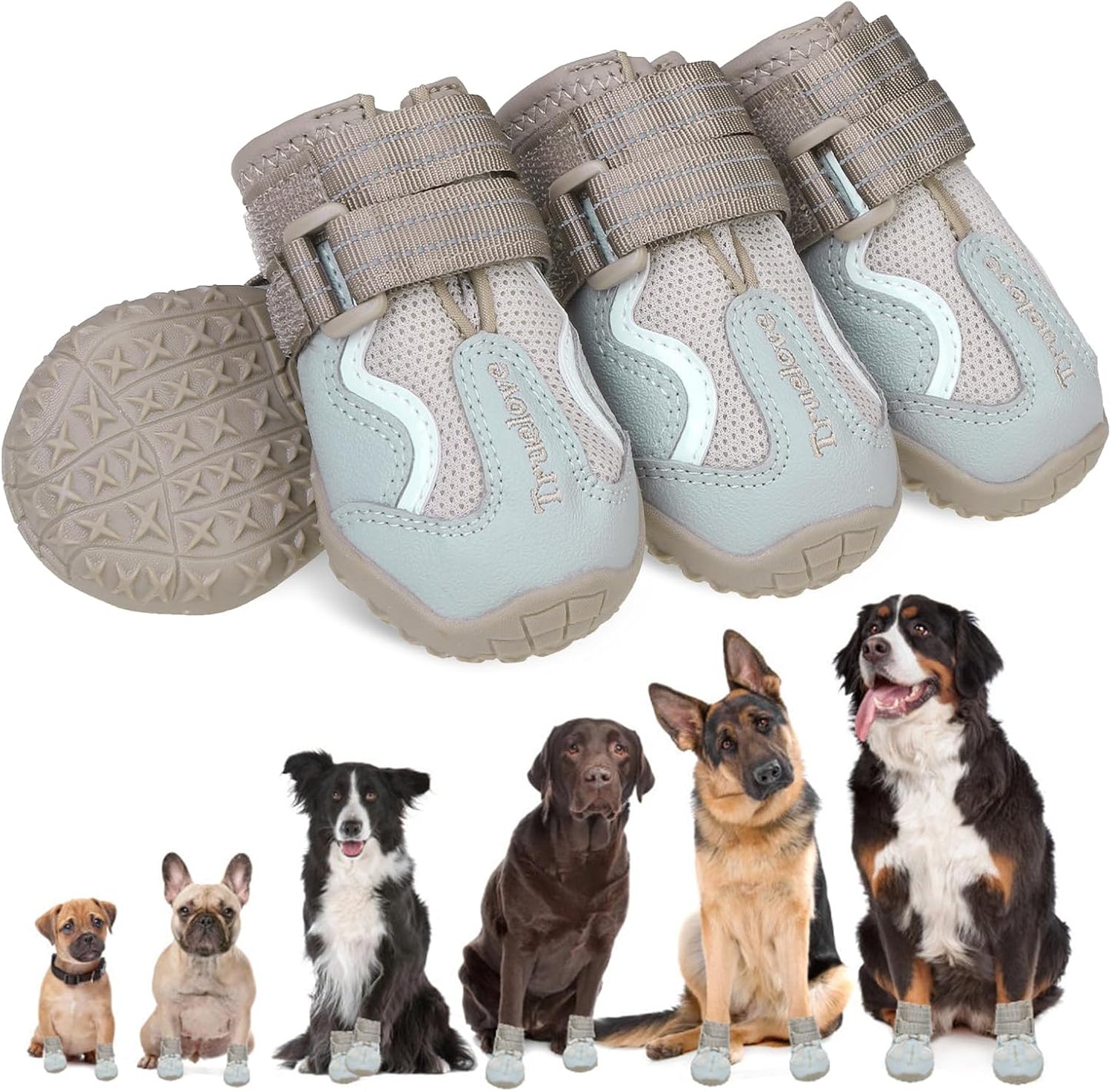 Dog Shoes for Small Dogs,Dog Boots & Paw Protectors for Winter with Anti-Slip Rugged Sole,Waterproof Dog Booties for Outdoor Snow Rain Days,Dog Shoes for Hot Pavement,Hiking Walking (Black)