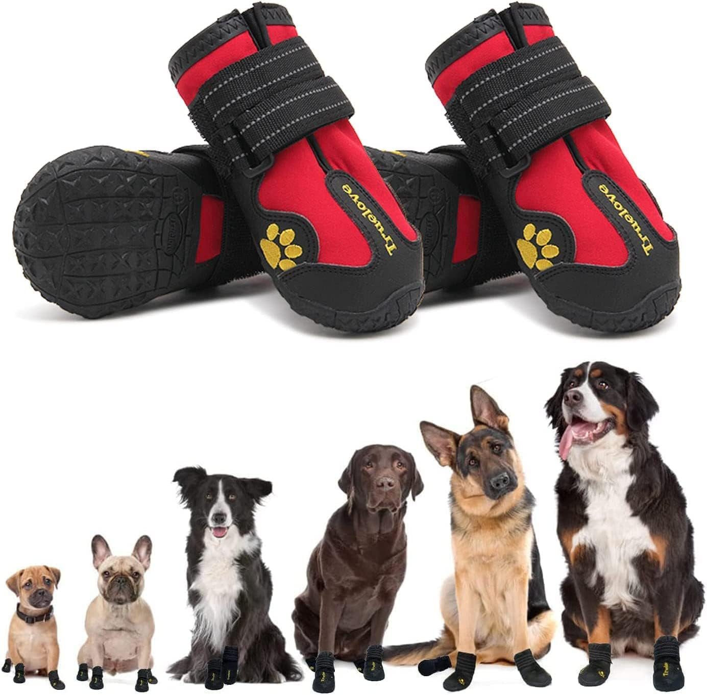 Dog Shoes for Small Dogs,Dog Boots & Paw Protectors for Winter with Anti-Slip Rugged Sole,Waterproof Dog Booties for Outdoor Snow Rain Days,Dog Shoes for Hot Pavement,Hiking Walking (Black)
