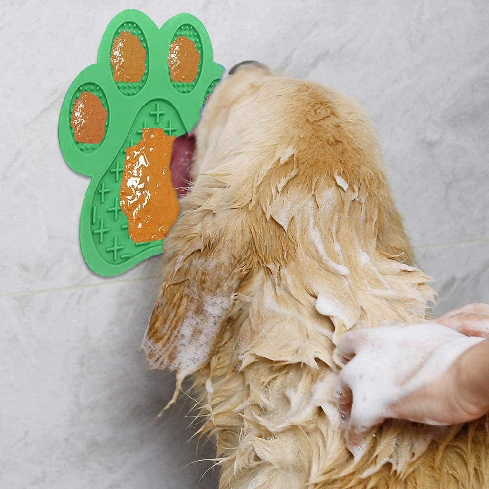Dog Licking Mat for Anxiety Peanut Butter Slow Feeder Dog Bowls Dog Licking Pad with Strong Suction to Wall for Pet Bathing,Grooming,And Dog Training (Green)