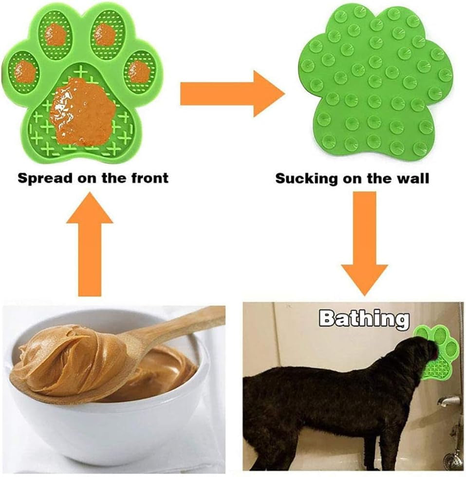 Dog Licking Mat for Anxiety Peanut Butter Slow Feeder Dog Bowls Dog Licking Pad with Strong Suction to Wall for Pet Bathing,Grooming,And Dog Training (Green)