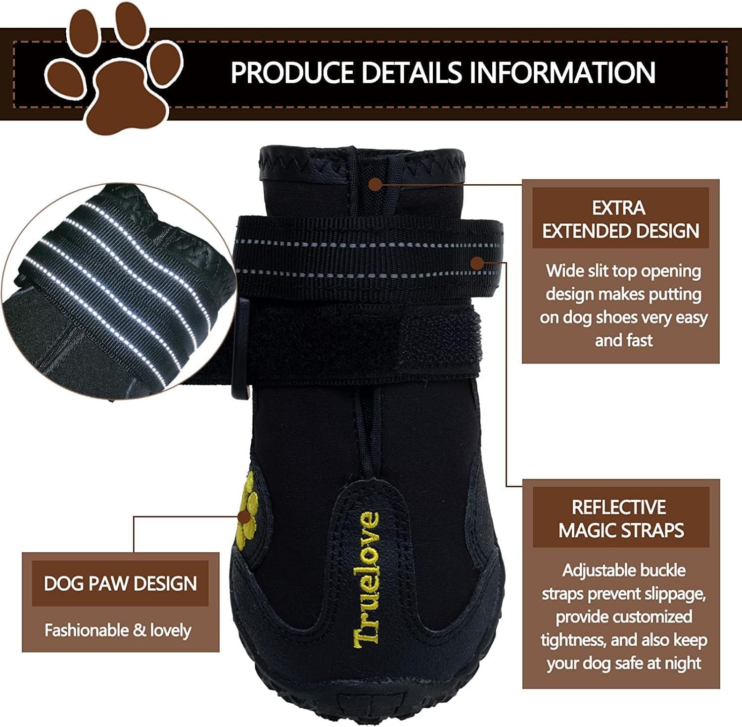 Dog Shoes for Small Dogs,Dog Boots & Paw Protectors for Winter with Anti-Slip Rugged Sole,Waterproof Dog Booties for Outdoor Snow Rain Days,Dog Shoes for Hot Pavement,Hiking Walking (Black)