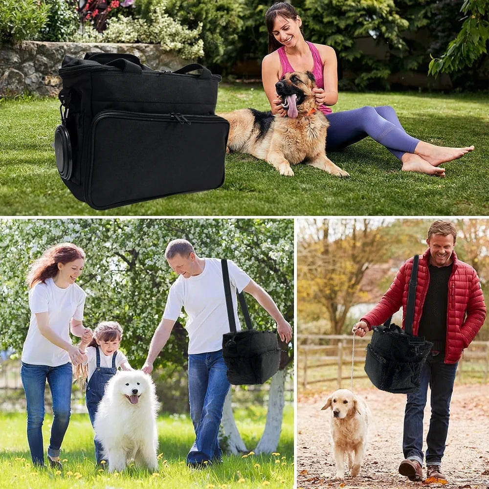 Dog Travel Bag,Airline Approved Dog Bags for Traveling Large Pet Travel Kit with Multi Pockets Travel Pet Bag Organizer, Dog Food Travel Bag with Food Container and Bowls (Black)