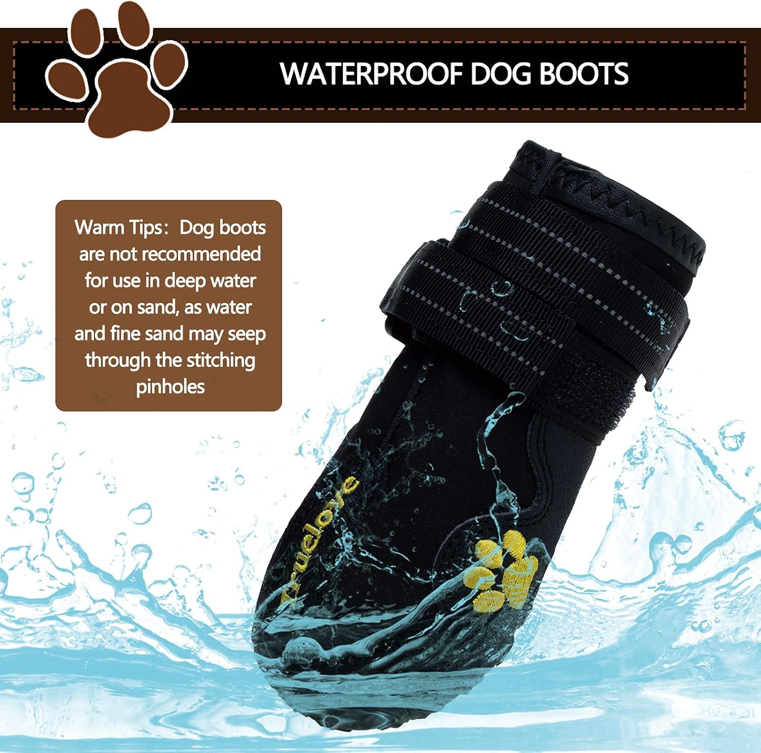 Dog Shoes for Small Dogs,Dog Boots & Paw Protectors for Winter with Anti-Slip Rugged Sole,Waterproof Dog Booties for Outdoor Snow Rain Days,Dog Shoes for Hot Pavement,Hiking Walking (Black)