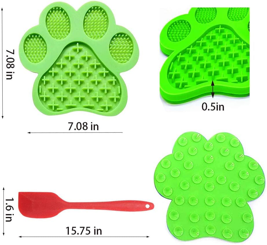Dog Licking Mat for Anxiety Peanut Butter Slow Feeder Dog Bowls Dog Licking Pad with Strong Suction to Wall for Pet Bathing,Grooming,And Dog Training (Green)