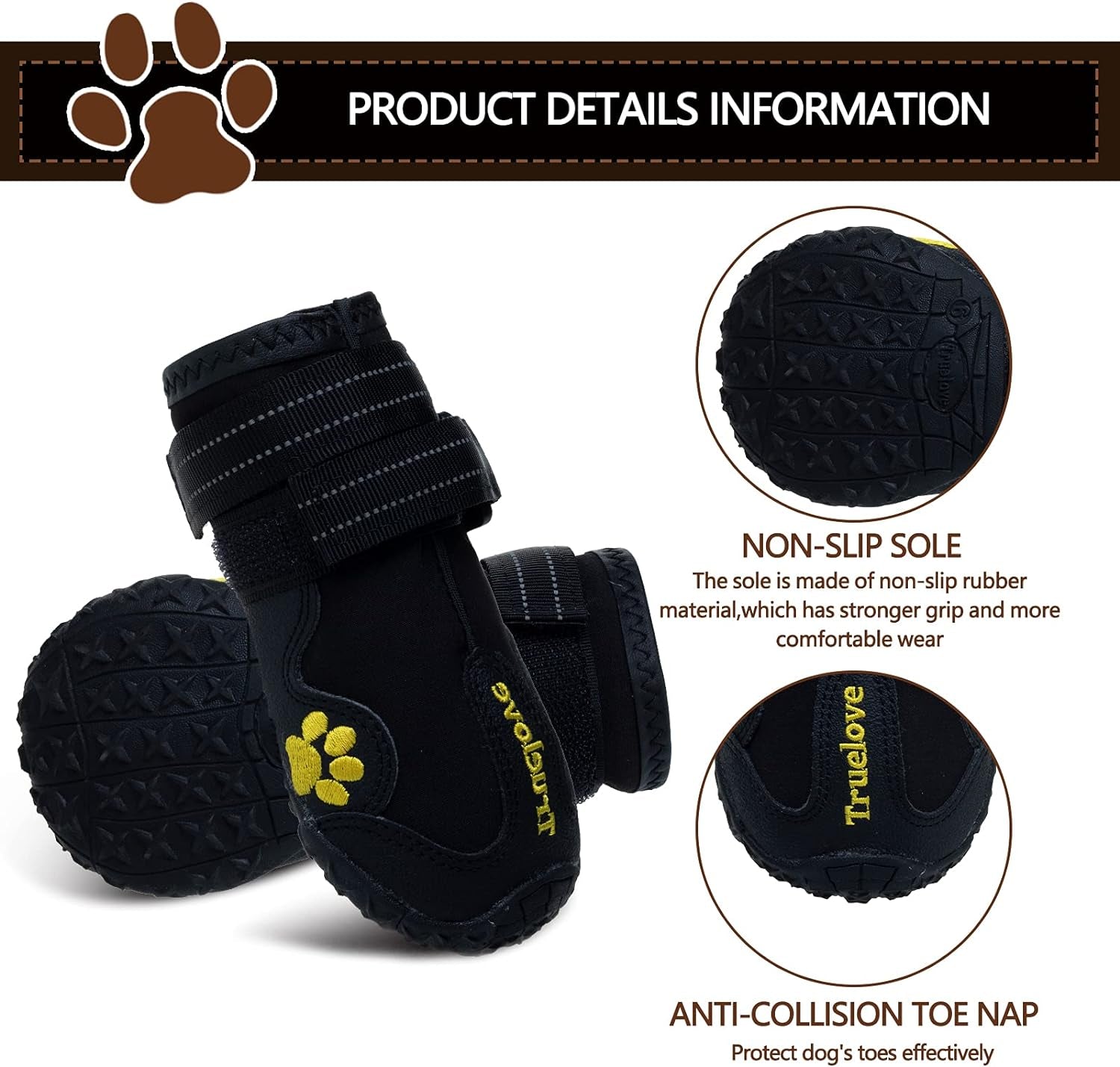Dog Shoes for Small Dogs,Dog Boots & Paw Protectors for Winter with Anti-Slip Rugged Sole,Waterproof Dog Booties for Outdoor Snow Rain Days,Dog Shoes for Hot Pavement,Hiking Walking (Black)