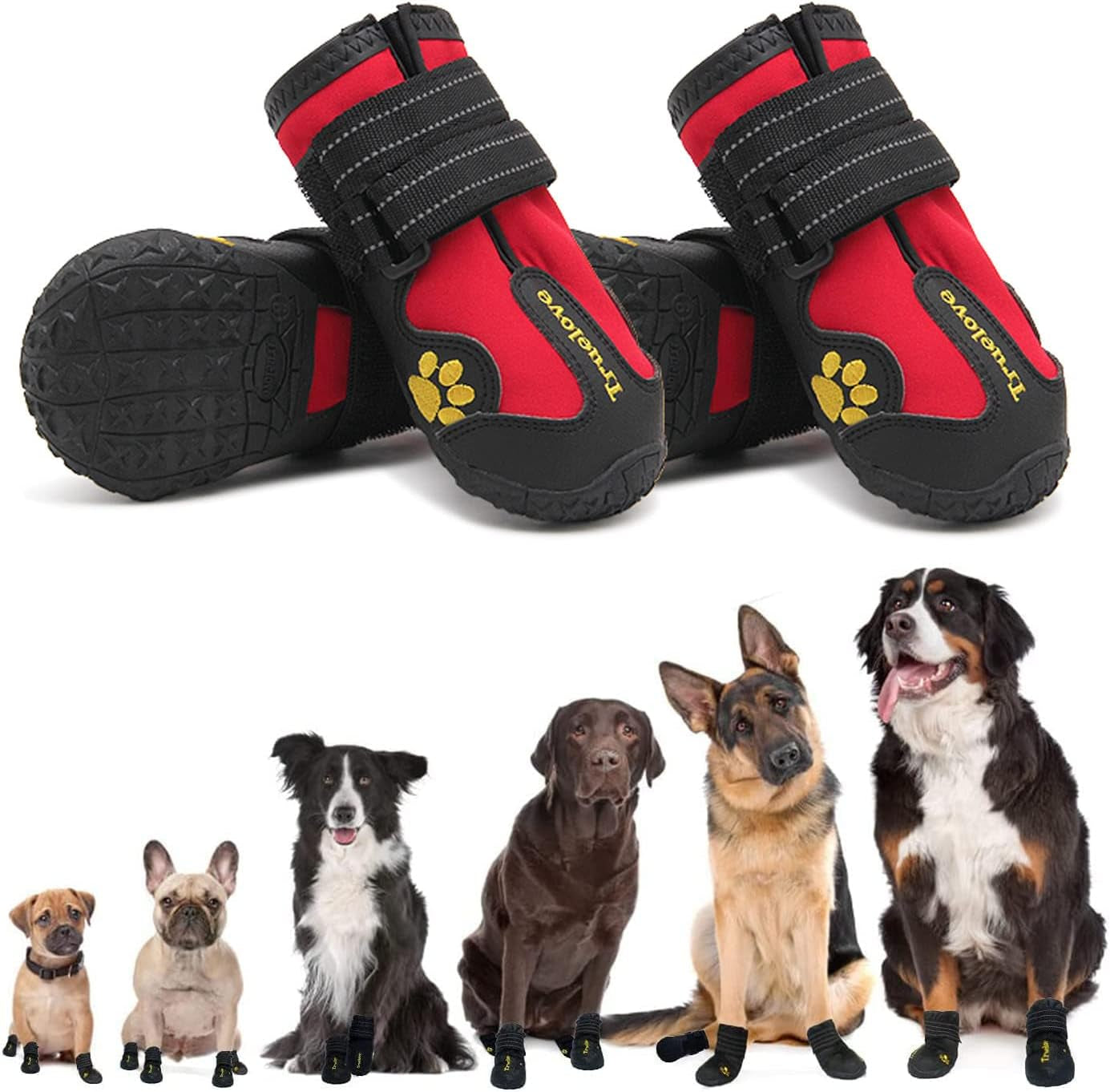 Dog Shoes for Small Dogs,Dog Boots & Paw Protectors for Winter with Anti-Slip Rugged Sole,Waterproof Dog Booties for Outdoor Snow Rain Days,Dog Shoes for Hot Pavement,Hiking Walking (Black)